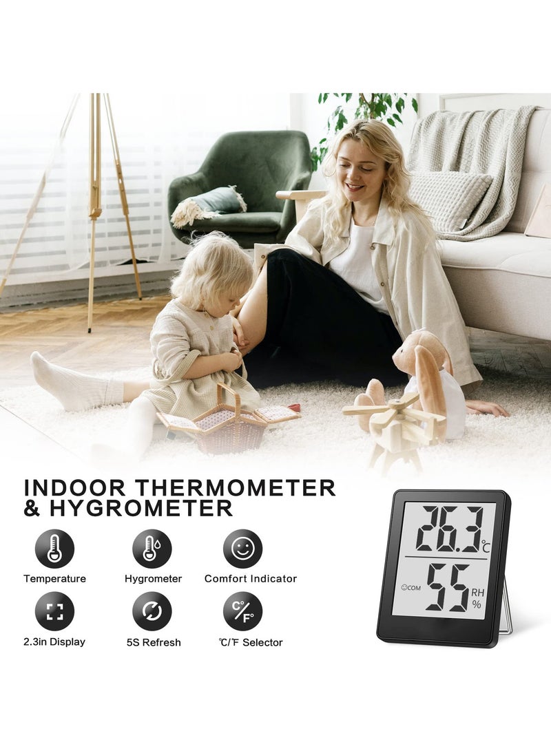 CMGTYYD Digital Room Indoor Thermometers, Mini Humidity Meter, Hygrometer Thermometer with Comfortable Icons, Thermometer Room Temperature Monitor for Home Office Nursery Baby Room Greenhouse(Black) - Image 2