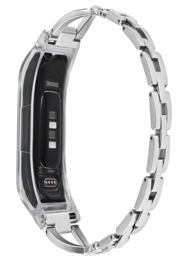 C2D JOY Transparent Case Jewelry Bracelet Compatible with Garmin Vivosmart 5 tracker Replacement Bands for Women-silver - Image 1