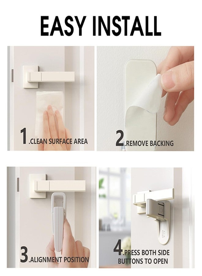 iLulala 2pcs Child Proof Door Lock, Universal Door Handle Lock with Adhesive, No Drill Tool Needed Easy to Install, Child Safety Locks for Doors, Windows, washrooms. - Image 2
