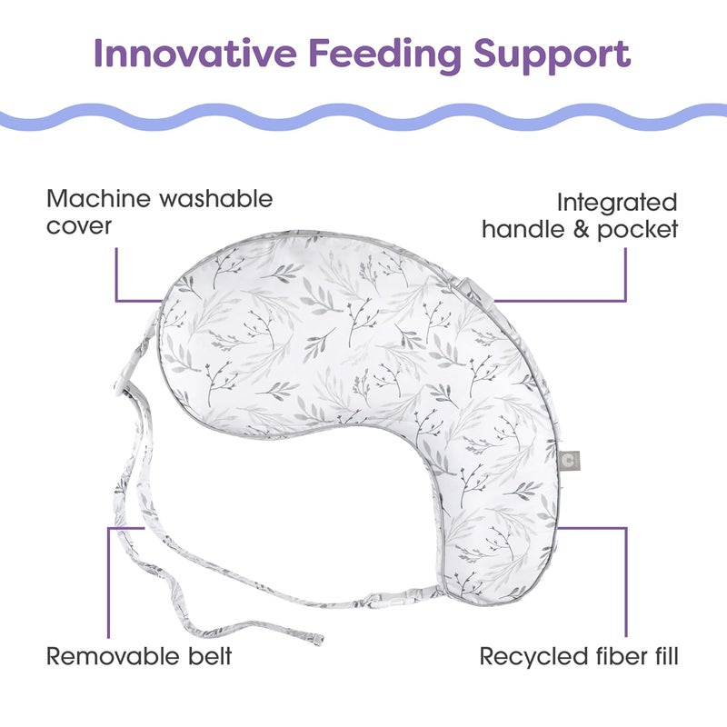 Boppy Uplift Nursing Pillow  Wedge Bottle  Breastfeeding Pillow to Reduce SpitUp and Reflux Symptoms with BodyInclusive Opening and Belt Baby Safety Alliance Verified  Gray Gentle Leaves - Image 4
