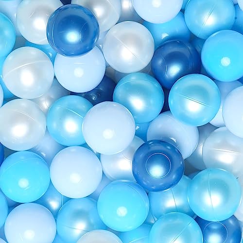 GOGOSO Ball Pits Balls Toddlers 50 100 200 500 Plastics Shape Ball NonPhthalate NonBPA NonToxic 22Inch Crush Proof Play BallsPealr Blue Blue Pearl White100 Balls - Image 1