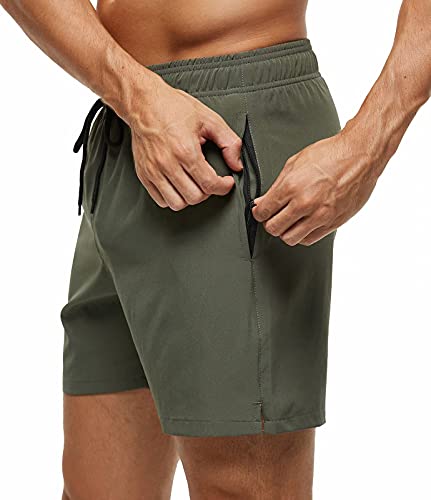 Tyhengta Men's Stretch Swim Trunks Quick Dry Beach Shorts with Zipper Pockets and Mesh Lining ArmyGreen 34 - Image 5