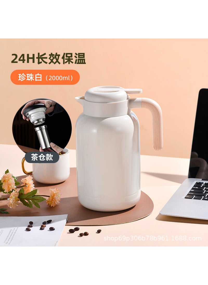Generic - 316 stainless steel stewed teapot thermos pot Miso old white tea tangerine peel stewed pot stewed pot Shangming coffee pot thermos Dai cyan 1100ml (intelligent temperature display + tea bin) - Image 1