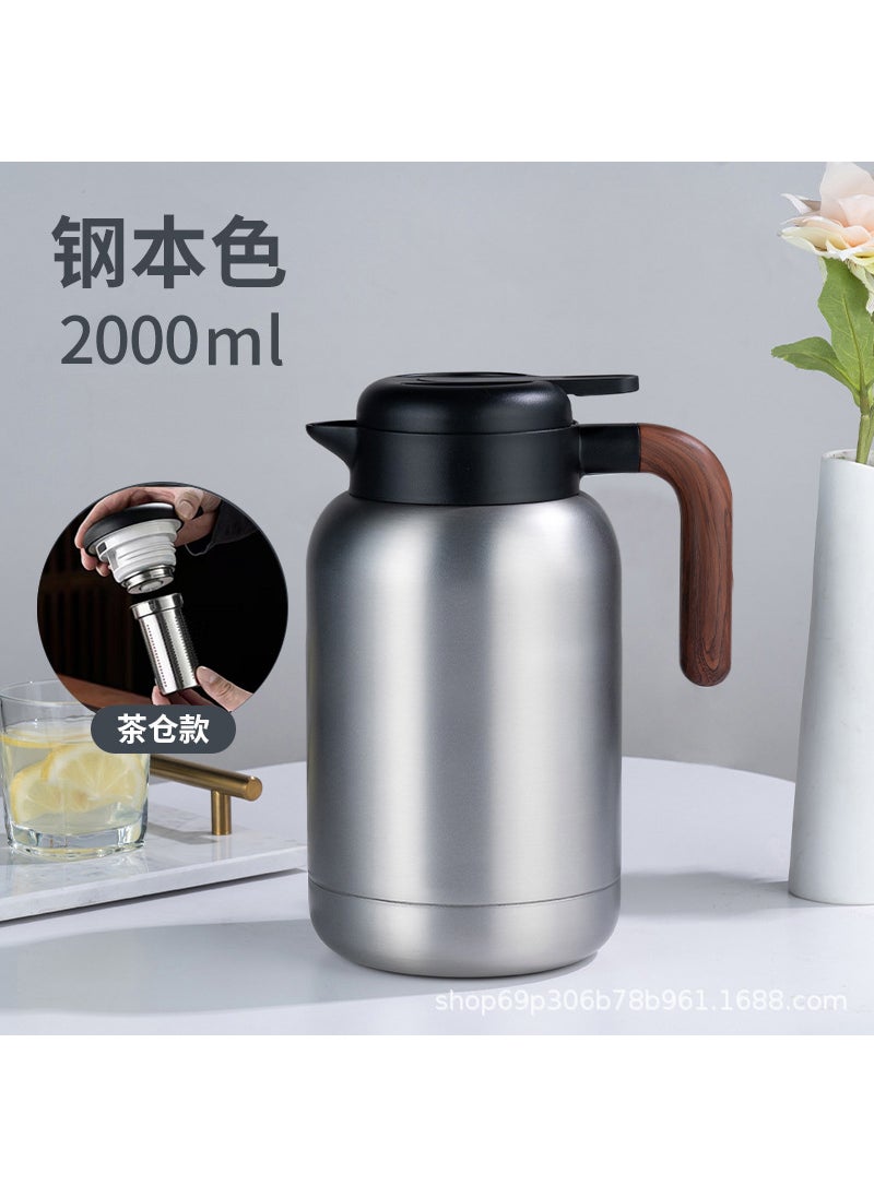 Generic - 316 stainless steel stewed teapot thermos pot Miso old white tea tangerine peel stewed pot stewed pot Shangming coffee pot thermos Dai cyan 1100ml (intelligent temperature display + tea bin) - Image 1
