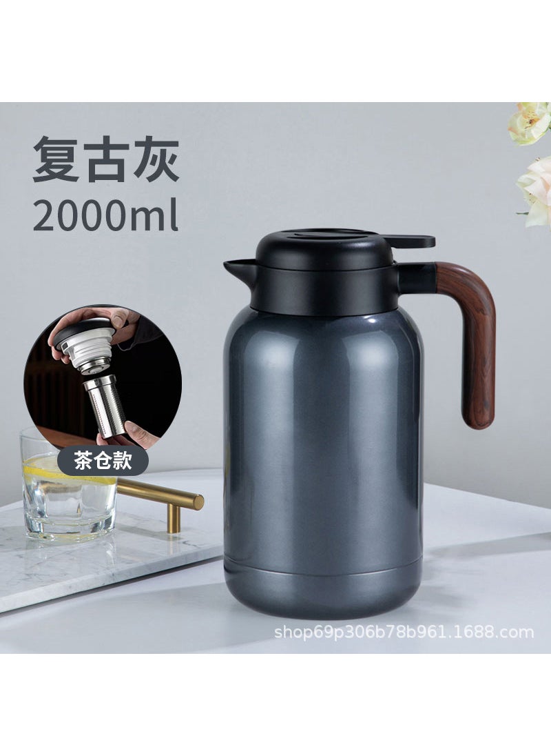 Generic - 316 stainless steel stewed teapot thermos pot Miso old white tea tangerine peel stewed pot stewed pot Shangming coffee pot thermos Dai cyan 1100ml (intelligent temperature display + tea bin) - Image 1