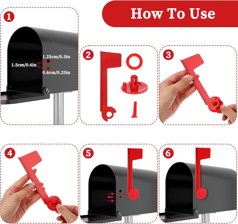 JIYIN Mailbox Flag Replacement, Easy Installation Red Metal Mailbox Flag Universal Mailbox Flag for Outgoing Mailbox - Image 3