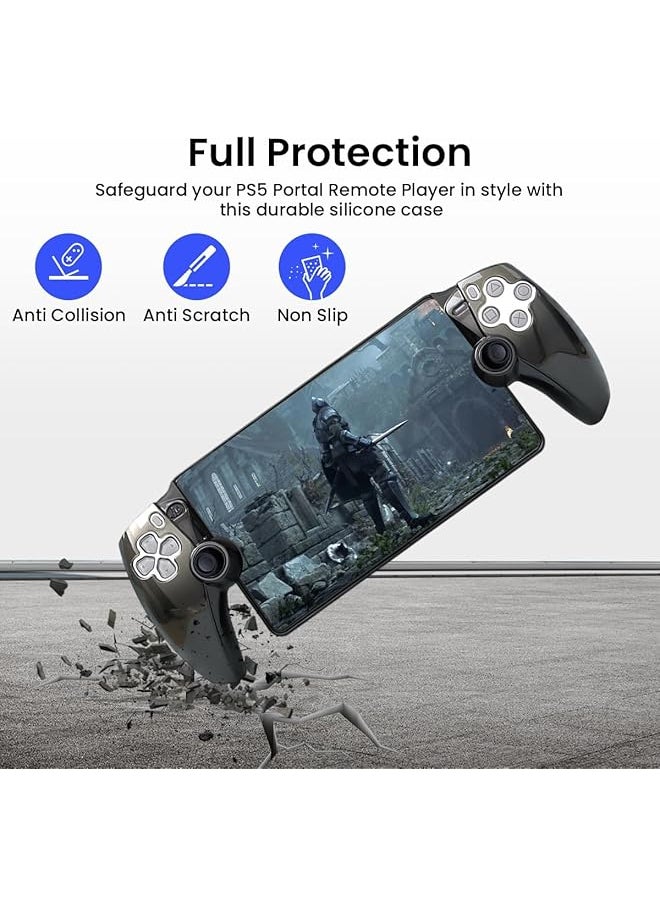 erorex Cover Case For Playstation Portal Silicone Case For Ps5 Portal Remote Player Handheld Protective Cover Ergonomic Design For Ps Portal Accessories Clear Black  - Image 2