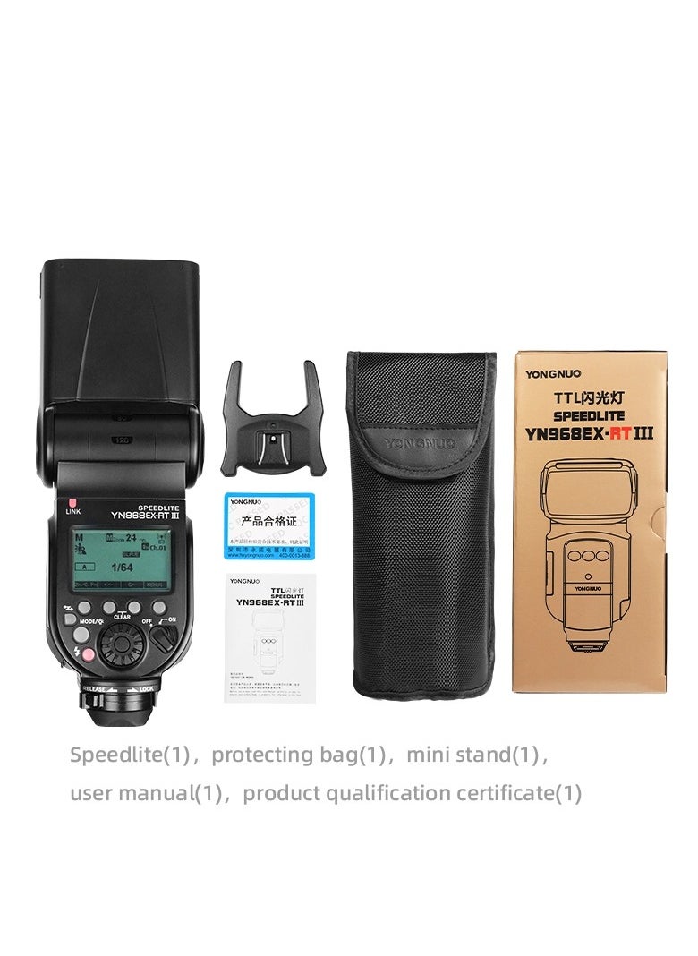 YONGNUO YONGNUO YN968EX-RT III GN60 TTL HSS Flash for Canon – 2.4GHz Radio Triggering, Built-in LED Video Light, Zoom 20–105mm (14mm with Diffuser), USB Firmware Update  - Image 5