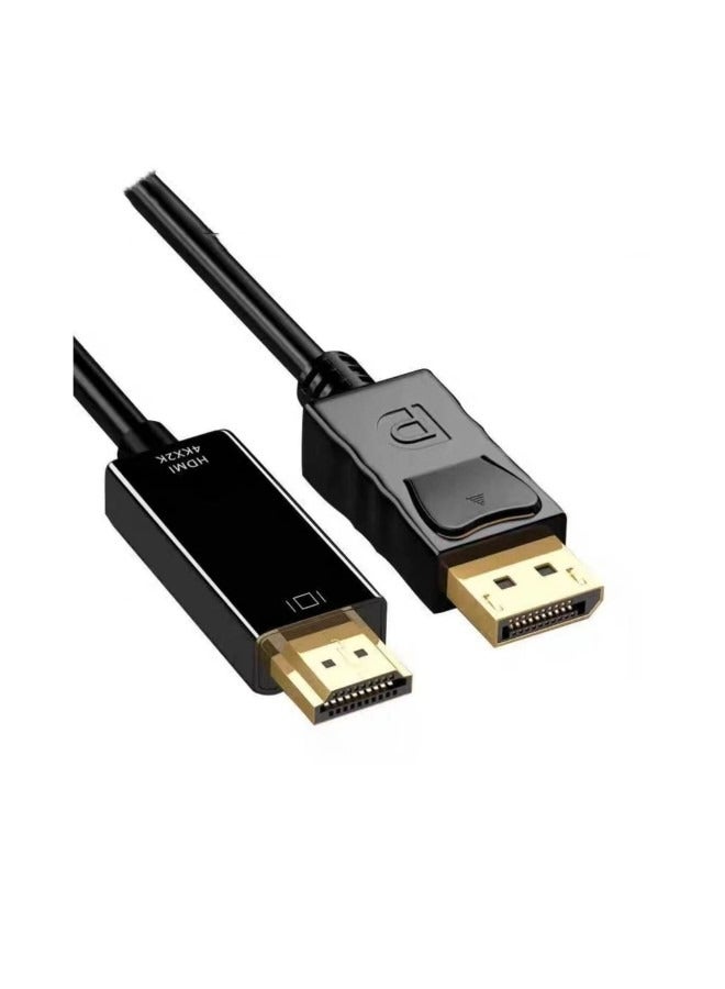 4K UHD DP to HDMI Cable 4K@2K Male to Male DisplayPort to HDMI Video Cord DisplayPort to HDTV Monitor Compatible with Laptop PC TV Monitor Projector HDTV-1.8M Black - Image 2