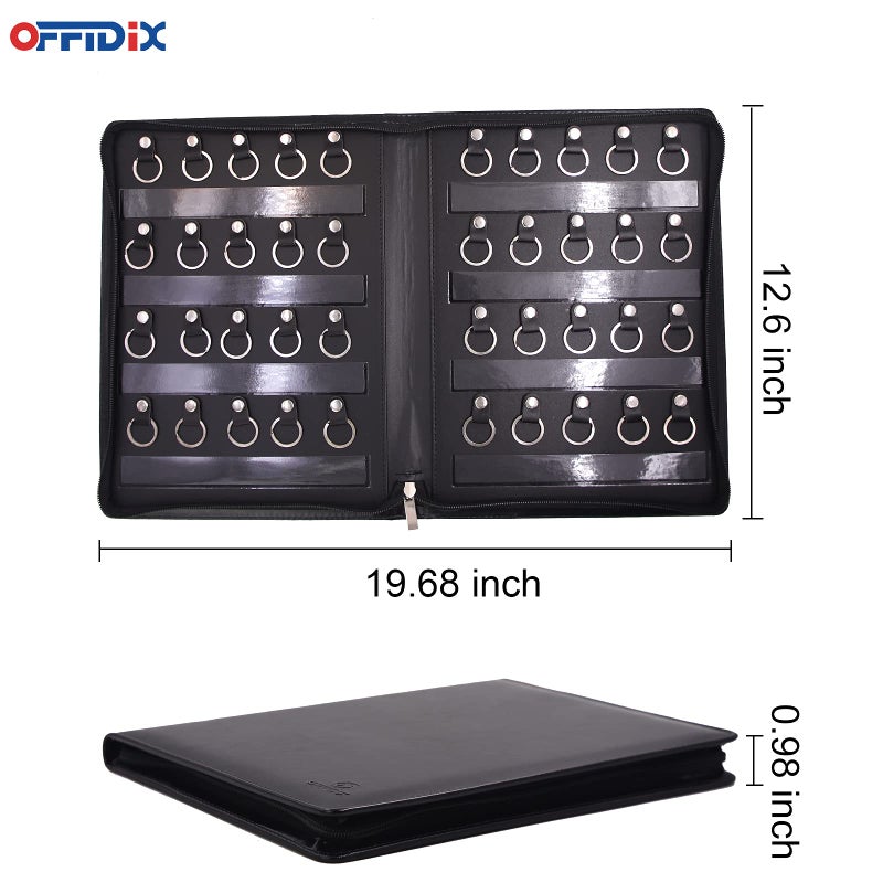 OFFIDIX Large Zippered Key Case,Leather Portable Key Cabinet, 40 Key Hooks Key Organizer,Manager & Landlord Key Holder,Suitable for Real Estate Sales,Hotel Executives, Car Service - Image 2