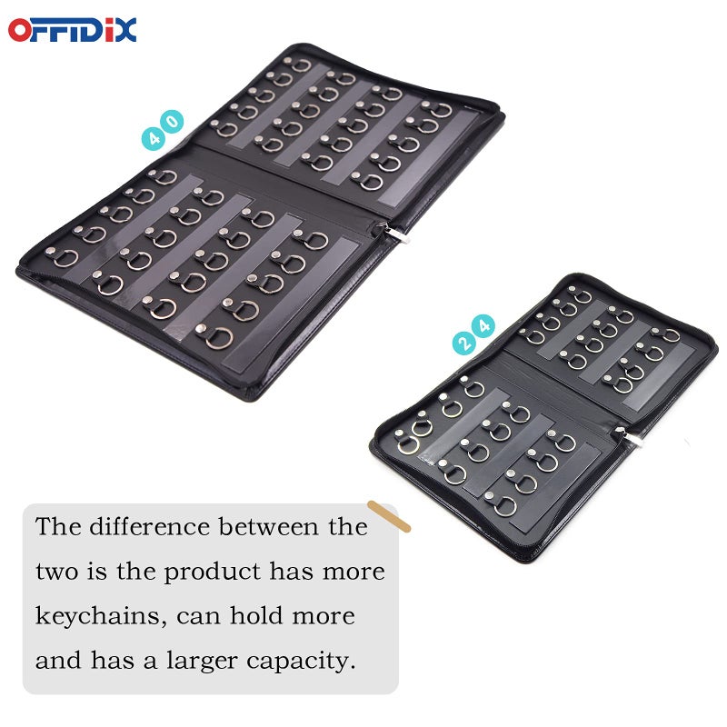 OFFIDIX Large Zippered Key Case,Leather Portable Key Cabinet, 40 Key Hooks Key Organizer,Manager & Landlord Key Holder,Suitable for Real Estate Sales,Hotel Executives, Car Service - Image 5