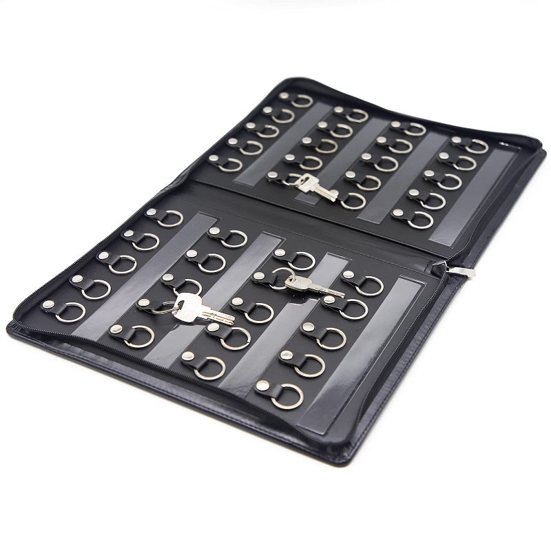 OFFIDIX Large Zippered Key Case,Leather Portable Key Cabinet, 40 Key Hooks Key Organizer,Manager & Landlord Key Holder,Suitable for Real Estate Sales,Hotel Executives, Car Service - Image 1