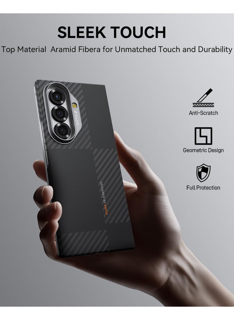 RAPTIC غطاء أراميد جيوتيك لهاتف سامسونج جالاكسي زد فولد 7 مع ميغ سيف [غطاء خلفي فقط] رقيق للغاية 1500D من ألياف الأراميد - موندريان - Image 2