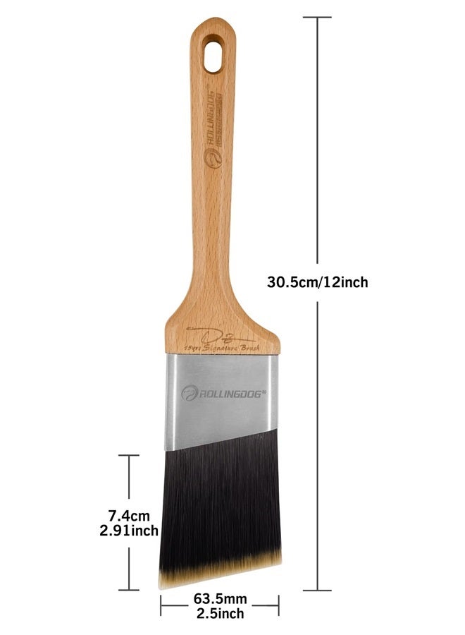 Rollingdog Premium Paint Brush for Walls - 2.5 Inch Angled Trim Paint Brush,Great for Cutting in, Easy to Clean Stiff Filament - Image 2