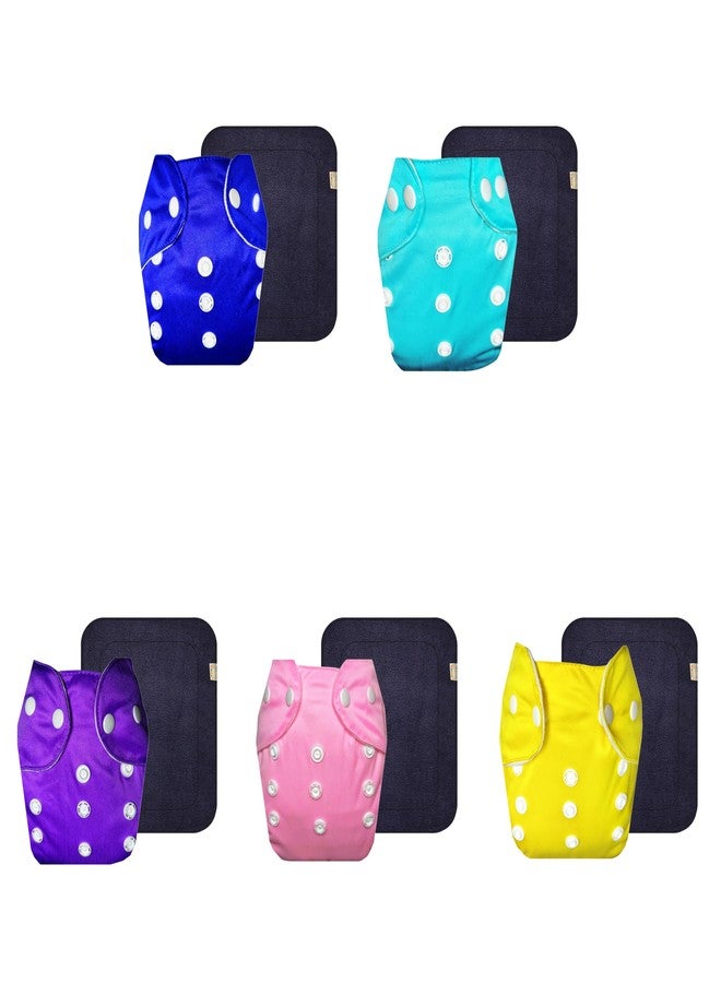 Dumbledo Lite Cloth Diaper with Black Insert (Pack of 5) | Snug Fit | Leakproof | Adjustable Snaps | All-Day Wear | 3 Months - 2 Years | Unisex Baby - Image 1