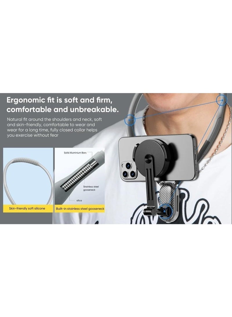 7MD 2 in 1 Magnetic Phone Holder, Adjustable Camera Stand, Halter Neck Mount for Hands Free Shooting, 360 Degree Rotation, Strong Magnetic Grip, Outdoor Sports Vlogging Recording Bracket - Image 4