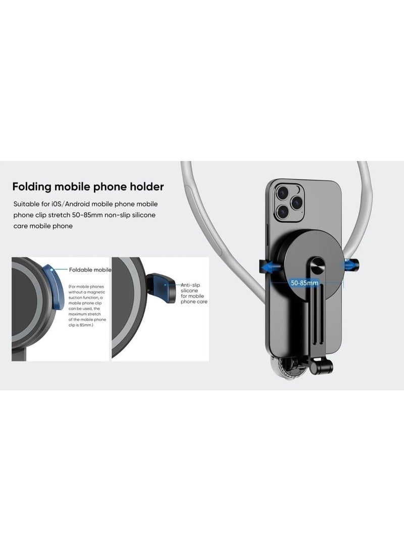 7MD 2 in 1 Magnetic Phone Holder, Adjustable Camera Stand, Halter Neck Mount for Hands Free Shooting, 360 Degree Rotation, Strong Magnetic Grip, Outdoor Sports Vlogging Recording Bracket - Image 3