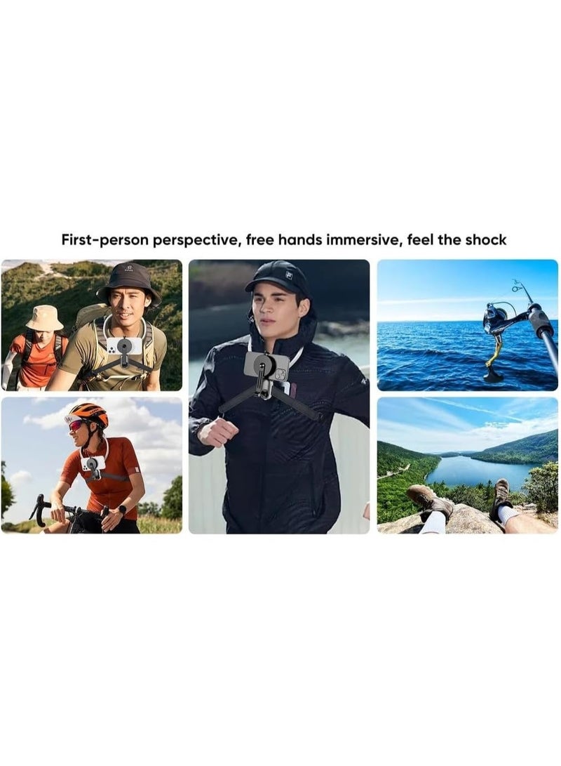 7MD 2 in 1 Magnetic Phone Holder, Adjustable Camera Stand, Halter Neck Mount for Hands Free Shooting, 360 Degree Rotation, Strong Magnetic Grip, Outdoor Sports Vlogging Recording Bracket - Image 2