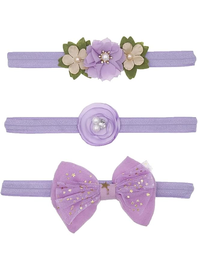 KASTWAVE 9 Pack Baby Girl Headbands Soft Stretchy Grosgrain Ribbon & Faux Leather Bowknot Turban Headbands With Stars For Newborns - Image 4