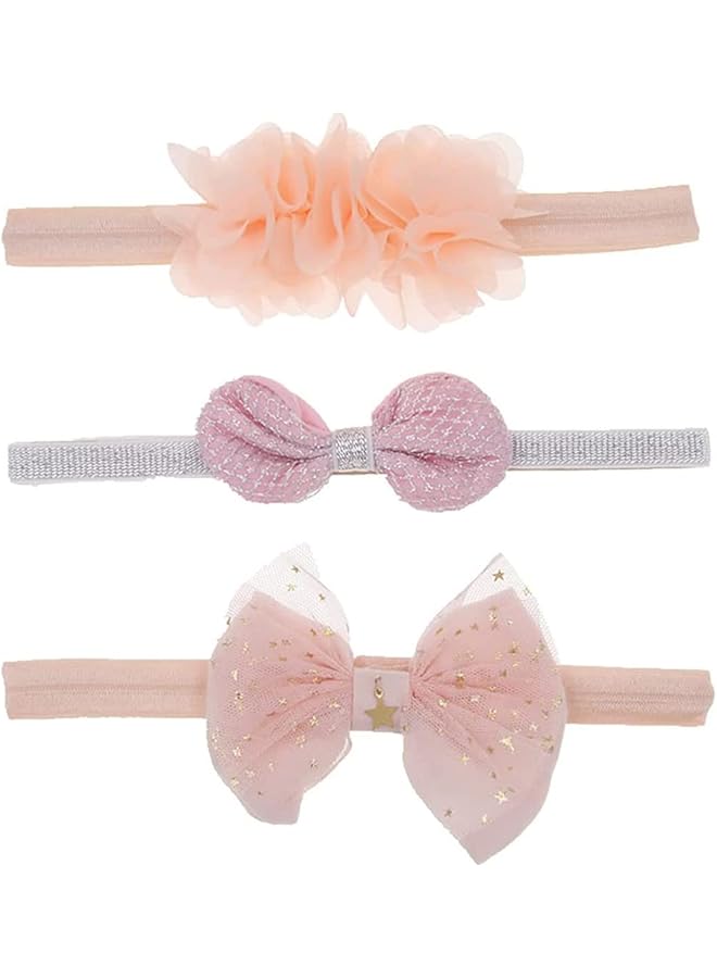 KASTWAVE 9 Pack Baby Girl Headbands Soft Stretchy Grosgrain Ribbon & Faux Leather Bowknot Turban Headbands With Stars For Newborns - Image 5