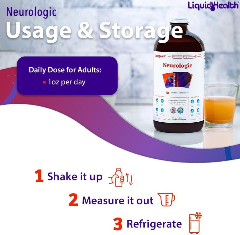 LIQUIDHEALTH مكمل LIQUIDHEALTH للتركيز العصبي معزز الدماغ مكمل نوتروبيك لوظائف الإدراك الذاكرة التركيز مع الجنكو بيلوبا كولين إل-ثيانين فوسفاتيديل سيرين مصنوع في الولايات المتحدة 32 أونصة - Image 4