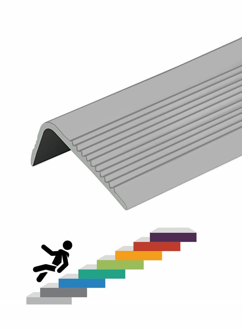 Stair Leading Edge Protector, Waterproof Anti-Slip Rubber Step Adhesive Decorative Protection Strip for Home School Nursing Indoor and Outdoor Steps(Grey)  - Image 1