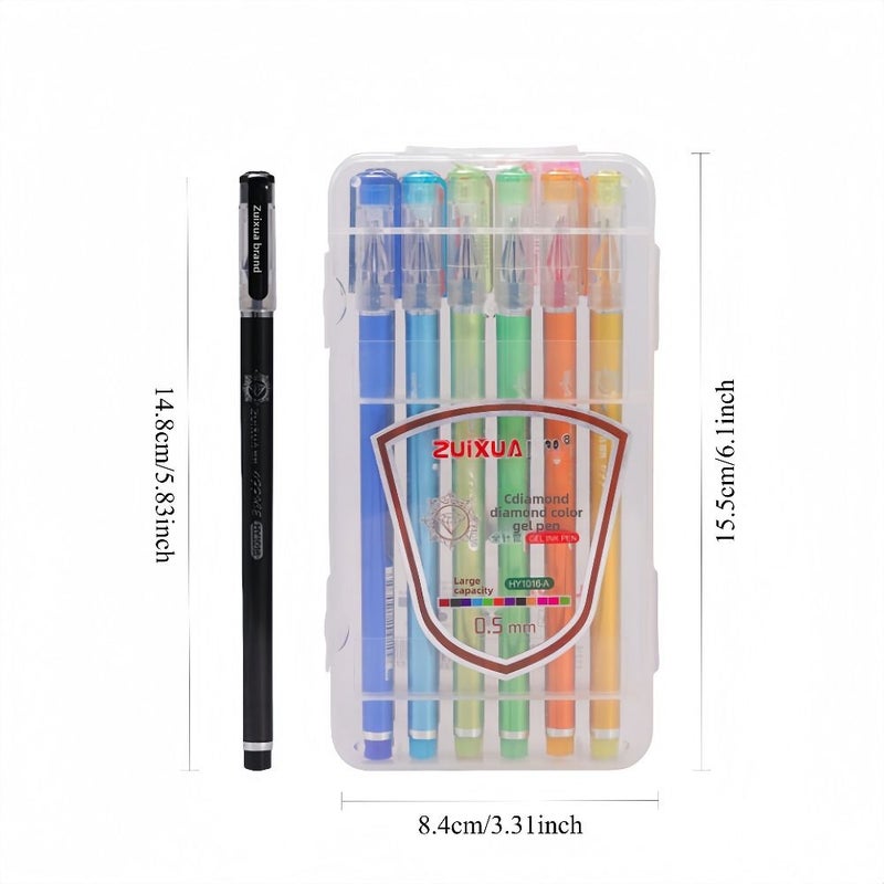 Boxed 12 Colors 0.5mm Diamond Tipped Gel Pens Set For Student Marking Journaling - Image 3