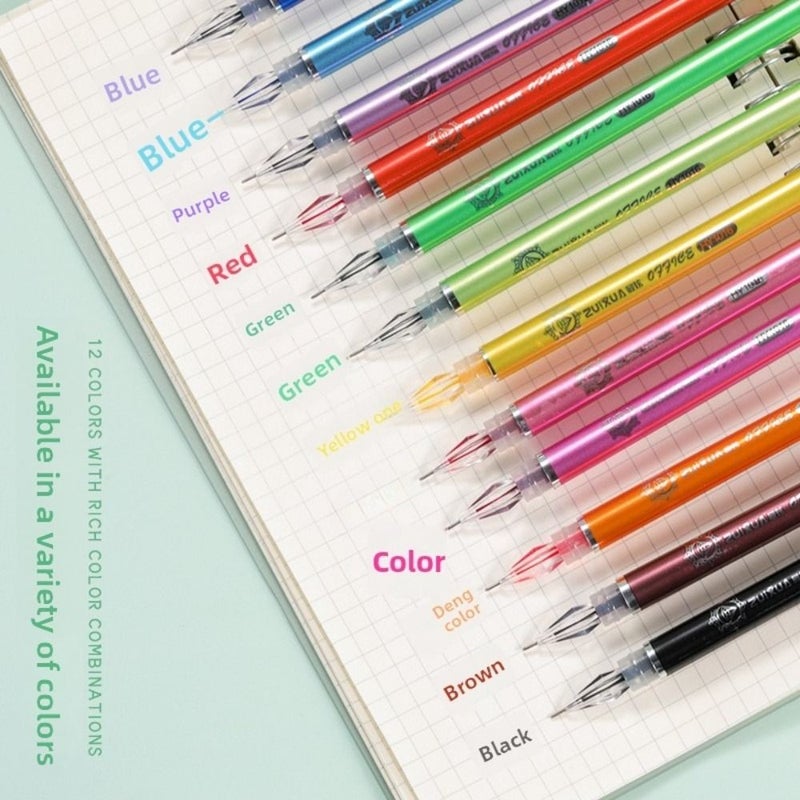 Boxed 12 Colors 0.5mm Diamond Tipped Gel Pens Set For Student Marking Journaling - Image 4