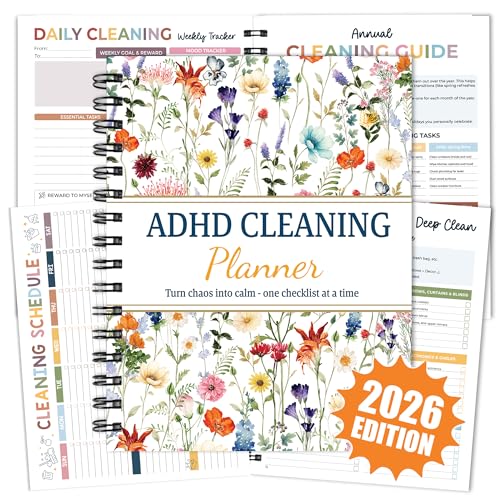 BLOOMOST ADHD Cleaning Planner - Daily, Weekly & Monthly Cleaning Checklist Organizer for Adults & Teens, Break Chores Into Small Wins, Glossy Erase Checklists - Planning Pages (version 2) - Image 1