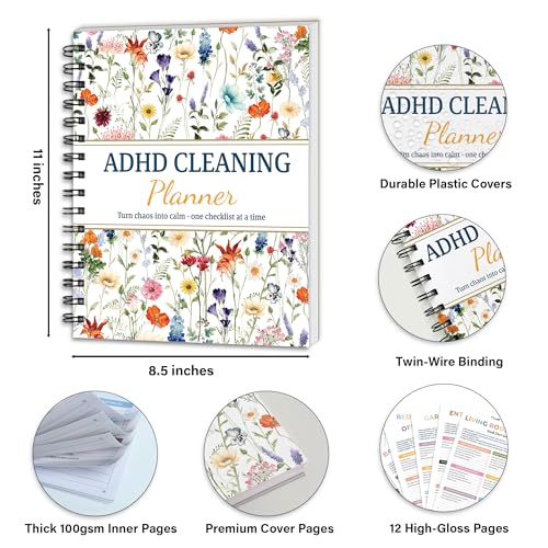 BLOOMOST ADHD Cleaning Planner - Daily, Weekly & Monthly Cleaning Checklist Organizer for Adults & Teens, Break Chores Into Small Wins, Glossy Erase Checklists - Planning Pages (version 2) - Image 2