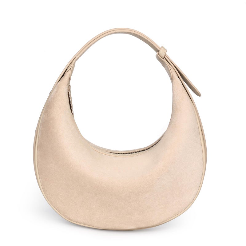 Herald Suede Crossbody Bag for Women, Vintage Hobo Handbag Crescent Shoulder Purses with Adjustable Strap Winter Fall (Suede Khaki) - Image 1