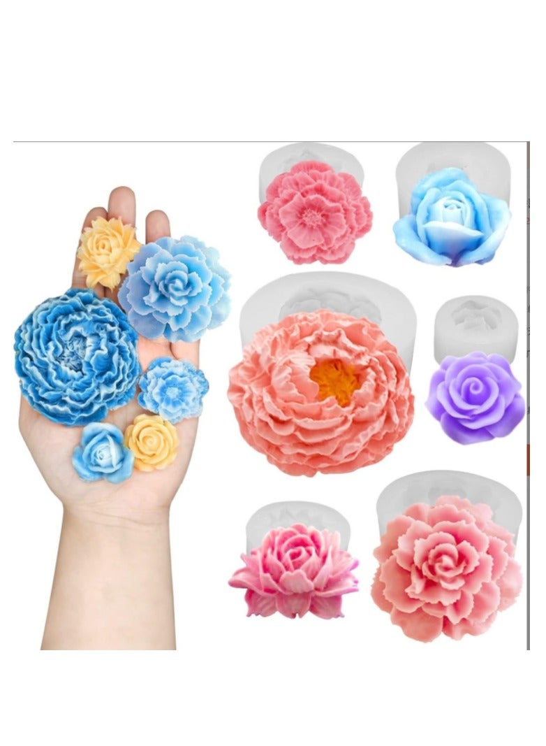 OASIS-TH 3D Flower Candle molds, 7 Sets Valentine's Day Mold for Candle Making for Candle Soap Making, Handmade Cake Dessert Decoration Chocolate Cupcake Candy Ice Mold, Resin Concrete Art Crafts Accessories - Image 5