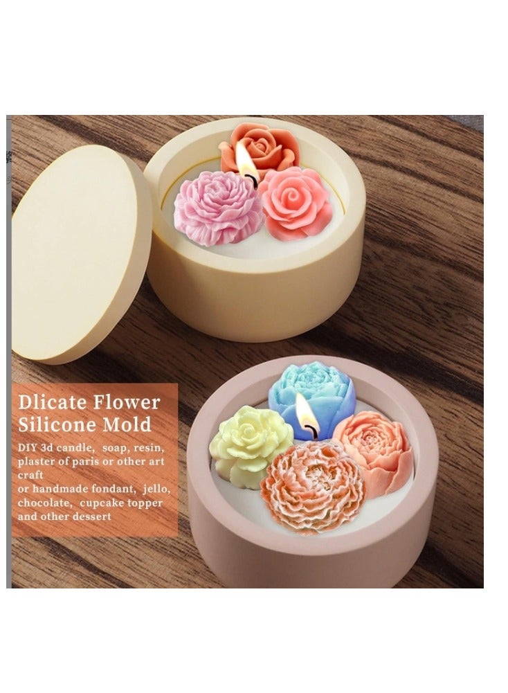 OASIS-TH 3D Flower Candle molds, 7 Sets Valentine's Day Mold for Candle Making for Candle Soap Making, Handmade Cake Dessert Decoration Chocolate Cupcake Candy Ice Mold, Resin Concrete Art Crafts Accessories - Image 4