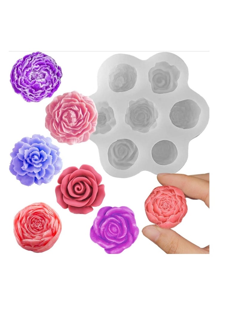 OASIS-TH 3D Flower Candle molds, 7 Sets Valentine's Day Mold for Candle Making for Candle Soap Making, Handmade Cake Dessert Decoration Chocolate Cupcake Candy Ice Mold, Resin Concrete Art Crafts Accessories - Image 1