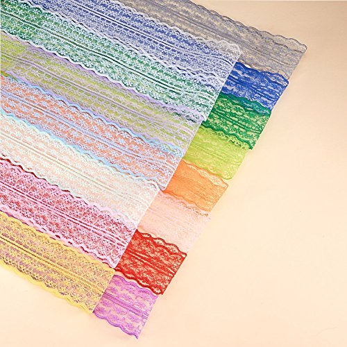 BENECREAT 15 Rolls 165 Yards Mixed Color Floral Pattern Fabric Lace Ribbon by the Roll for Wedding Invitation, Cards, Decorating, Sewing, Hair Bow Making, Gift Package Wrapping, 1-3/4 Inch Wide - Image 2