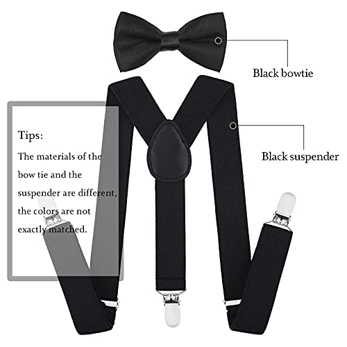 AWAYTR Child Kids Suspenders Bowtie Set - Adjustable Suspender Set for Boys and Girls (Black, 25Inches (3 Years to 6 Years)) - Image 5