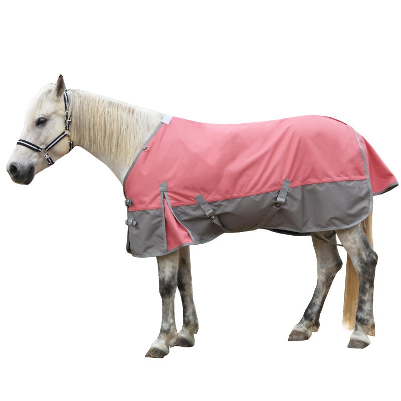 Gallopoff 1200D Ripstop Waterproof Breathable Horse Blanket (0g No Fill), Lightweight Turnout Rain Sheet, Keeps Dry in Mud & Wet Weather Pinkgrey 69" - Image 1