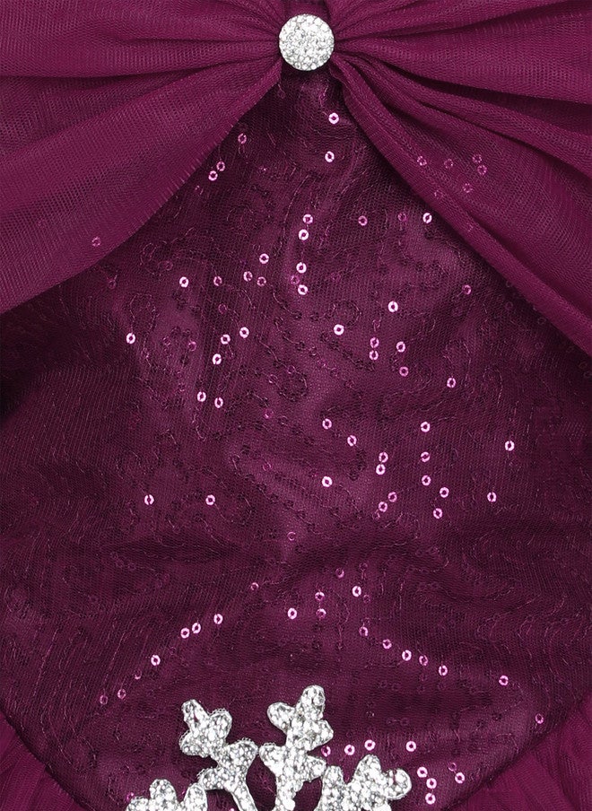 PinkChick Burgundy Off-Shoulder Maxi Dress for Girls - Image 2