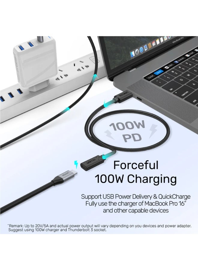 UNITEK UNITEK USB-C Extension Cable with Thunderbolt 3 Support, 100W PD Fast Charging & 4K@60Hz Video Output, USB-C Male to Female, Compatible with MacBook, iPad, USB-C Devices.( C14086BK) - Image 4