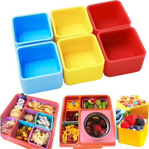 IELEK Silicone Lunch Box Dividers for Kids Bento Box Containers Accessories(Purple/Red/Blue) - Image 1
