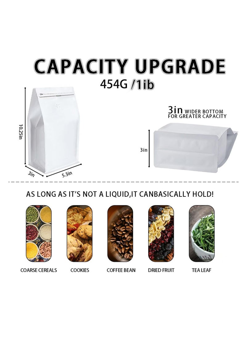 ACYYH 20Pcs Eight-Sided Sealed Coffee Bag Air Valve Aluminum Foil Tea Bag Coffee Beans Self-Contained Sealed Coffee Powder Self-Sealing Bag White - Image 2