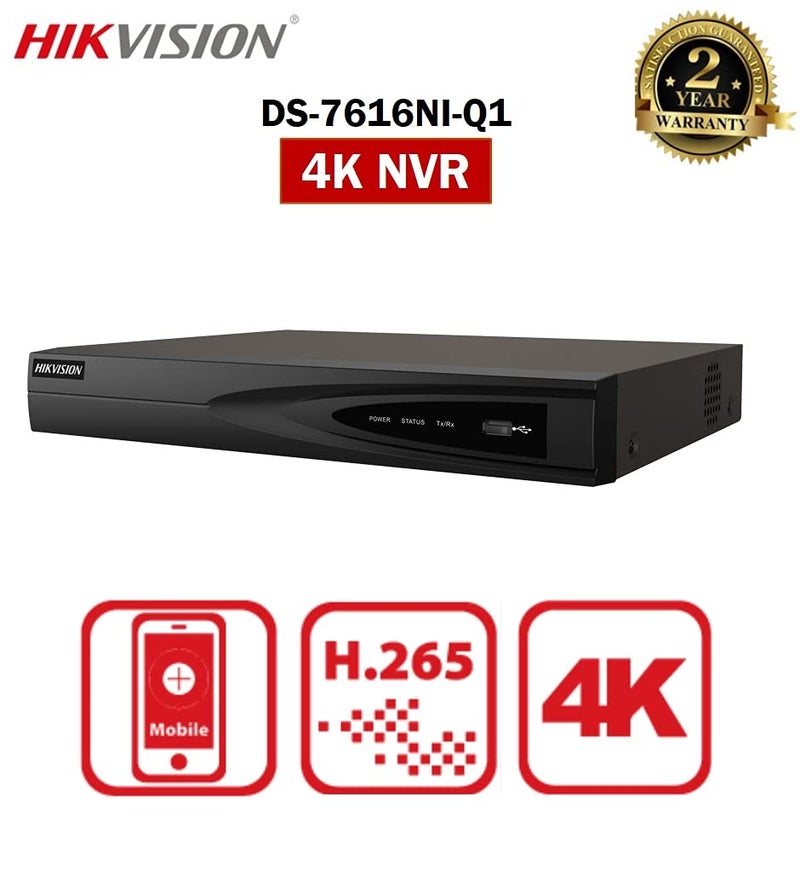 HIKVISION 16 Channel NVR 4K 1U H.265+ 160 Mbps DS-7616NI-Q1 Black - Image 3