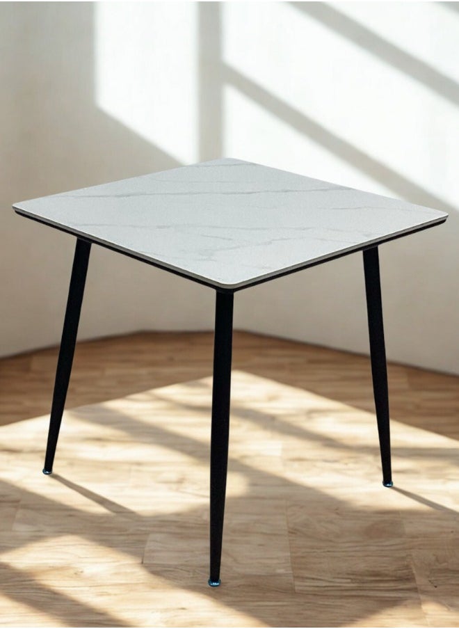SMART HOME Elegant 80x80 cm Square Dining Table with Marble Ceramic Top and Metal Legs - Coffee Table, Side Table, and Office Table with a sophisticated and durable design, ideal for living rooms and offices  - Image 3