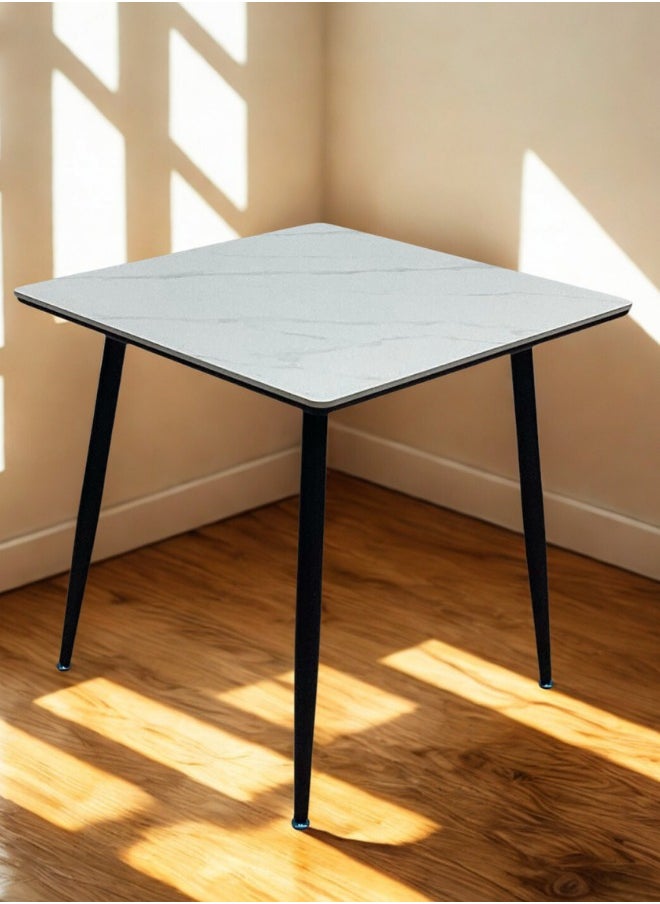 SMART HOME Elegant 80x80 cm Square Dining Table with Marble Ceramic Top and Metal Legs - Coffee Table, Side Table, and Office Table with a sophisticated and durable design, ideal for living rooms and offices  - Image 4
