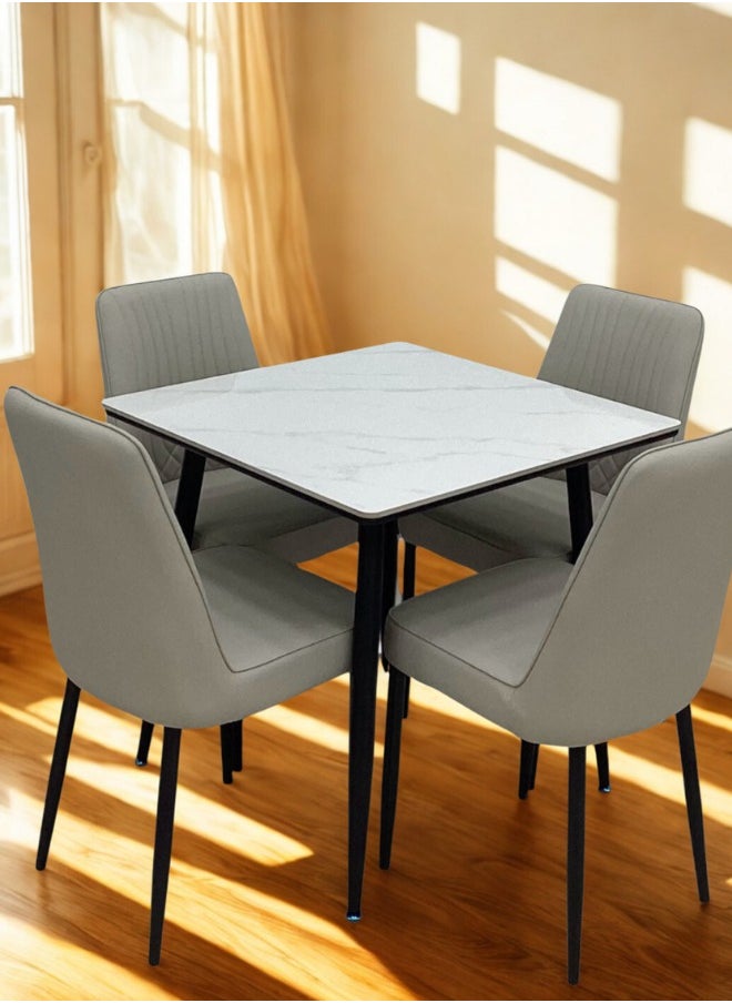 SMART HOME Elegant 80x80 cm Square Dining Table with Marble Ceramic Top and Metal Legs - Coffee Table, Side Table, and Office Table with a sophisticated and durable design, ideal for living rooms and offices  - Image 2