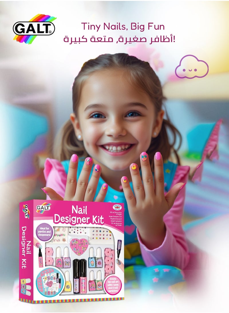 Galt Toys - Nail Art Kit for Kids | 8 Polishes 2 Pens Stickers & More | Safe DIY Beauty Set | Perfect for Parties & Sleepovers | Fun Fashion Toy | 23.1 x 5.1 x 23.1 cm - Image 1