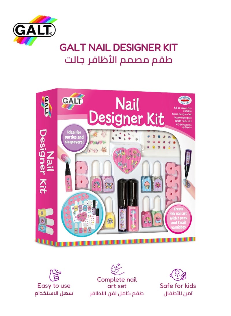 Galt Toys - Nail Art Kit for Kids | 8 Polishes 2 Pens Stickers & More | Safe DIY Beauty Set | Perfect for Parties & Sleepovers | Fun Fashion Toy | 23.1 x 5.1 x 23.1 cm - Image 1