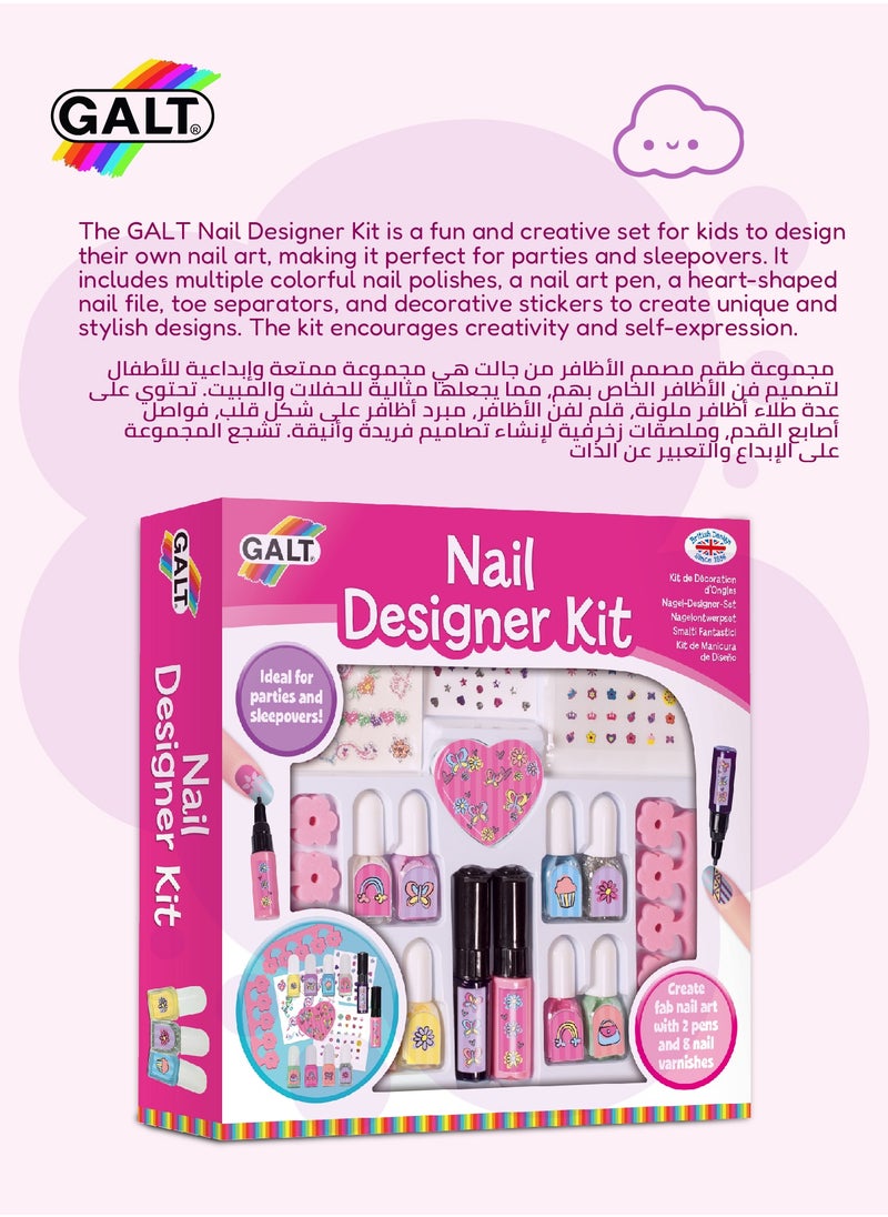 Galt Toys - Nail Art Kit for Kids | 8 Polishes 2 Pens Stickers & More | Safe DIY Beauty Set | Perfect for Parties & Sleepovers | Fun Fashion Toy | 23.1 x 5.1 x 23.1 cm - Image 1