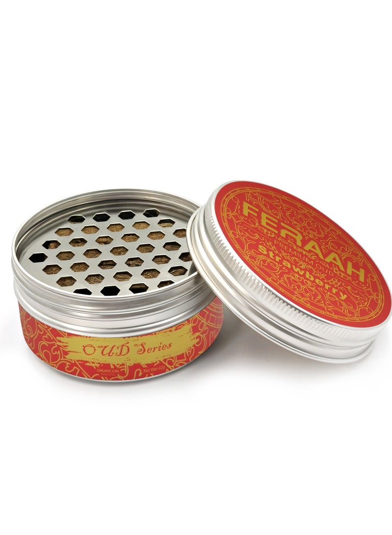 FERAAH Premium Oud Air Freshener Strawberry Scent – 42g, Organic Solid Gel, Alcohol-Free, Lasts Up to 60 Days, Spill-Proof Tin for Car, Home & Office Use - Image 5