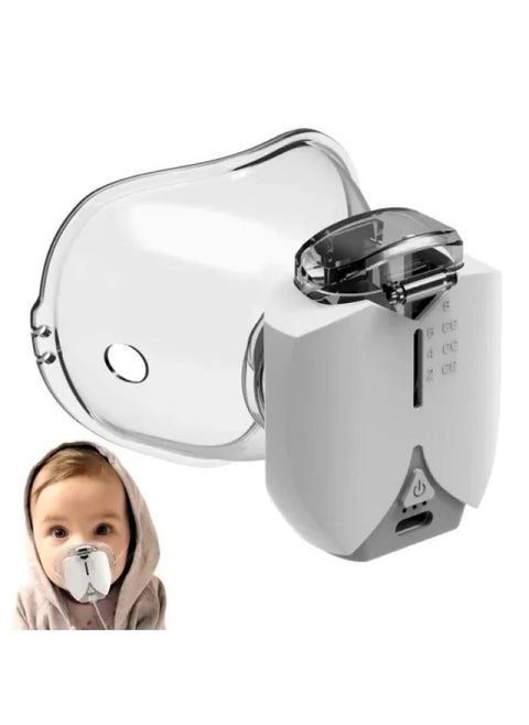 Automatic Medical Steam Inhaler, Lightweight, Operates with Ultrasonic Mesh Nebulizer to Relieve Allergies, Asthma and Breathing Problems, for Adults and Children, with USB Connection and Two Masks